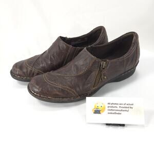 Clarks Bendables Zip Up Casual Leather Shoe Womens Size 9 N 67665 Brown